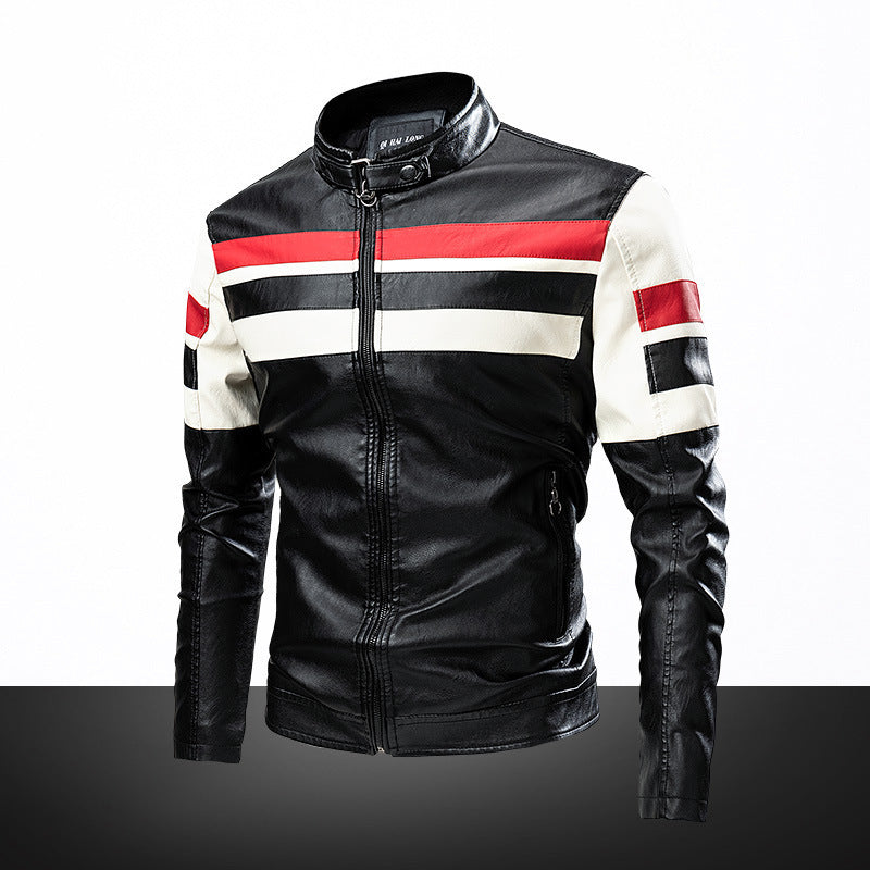 Herren Modische Kunstlederjacke im sportlichen Design Drune