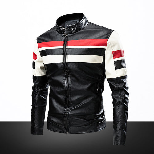 Herren Modische Kunstlederjacke im sportlichen Design Drune