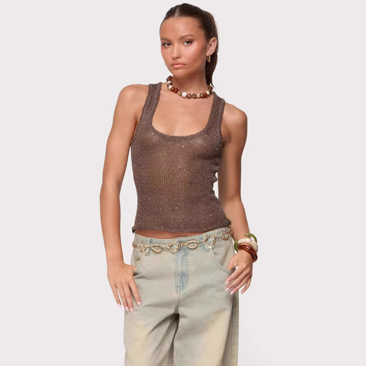 Damen Glamouröses Glitzer-Tanktop Drune