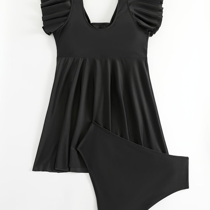 Damen figurbetonter Badeanzug mit elegantem Rüschendesign Drune