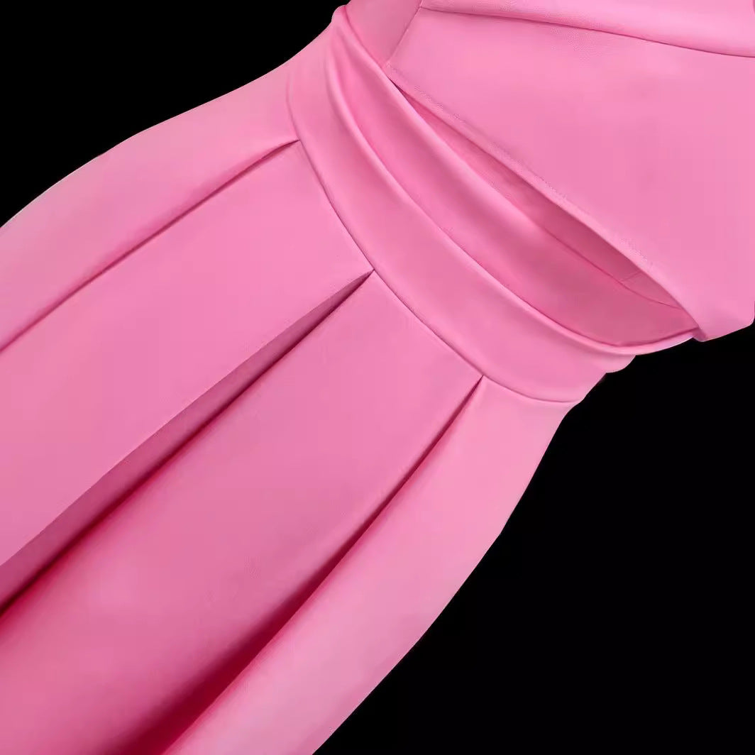 Damen Elegantes One-Shoulder Kleid mit Drapierungen Drune