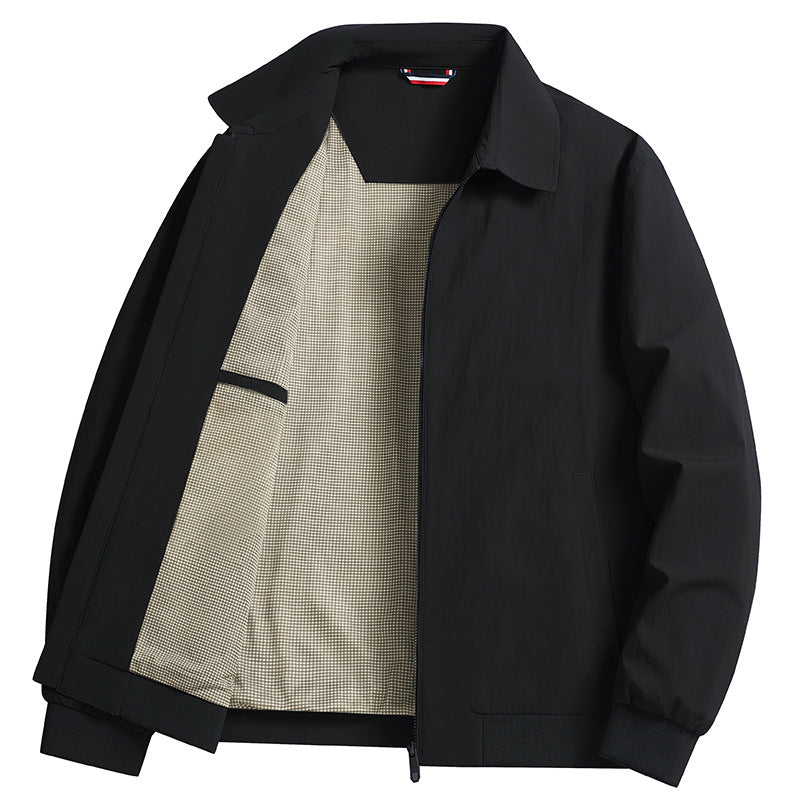 Herren Leichte Windjacke mit kariertem Innenfutter, durchgehendem Reißverschluss und Rippbündchen Drune