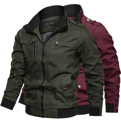 Herren Canvas-Fieldjacke im Bomberstil mit Rippsaum, Stehkragen und Utility-Taschen Drune