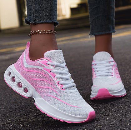 Damen nan sportive Strick-Laufschuhe mit belüfteter Luftkammersohle und ergonomischer Abrollsohle Drune