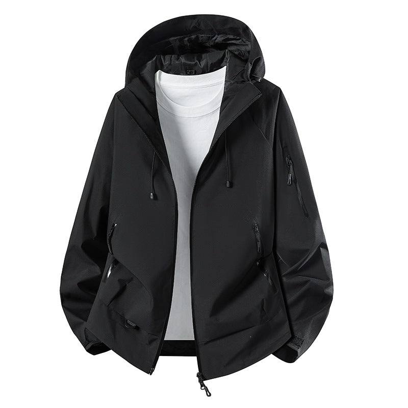 Herren Minimalistischer Softshell-Anorak mit verstellbarer Kapuze & verschweißten Zip-Taschen Drune