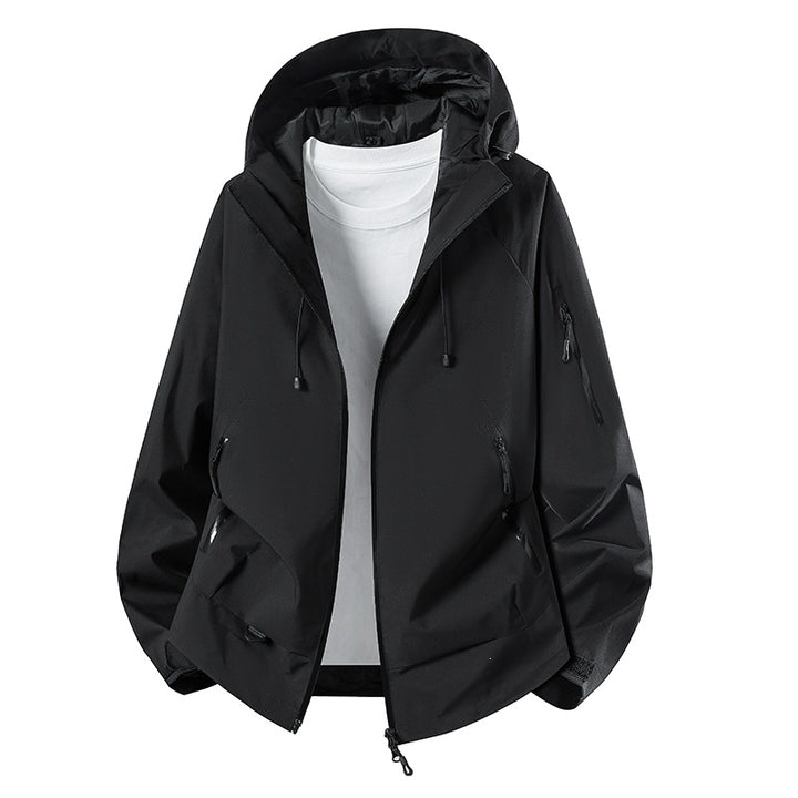 Herren Minimalistischer Softshell-Anorak mit verstellbarer Kapuze & verschweißten Zip-Taschen Drune
