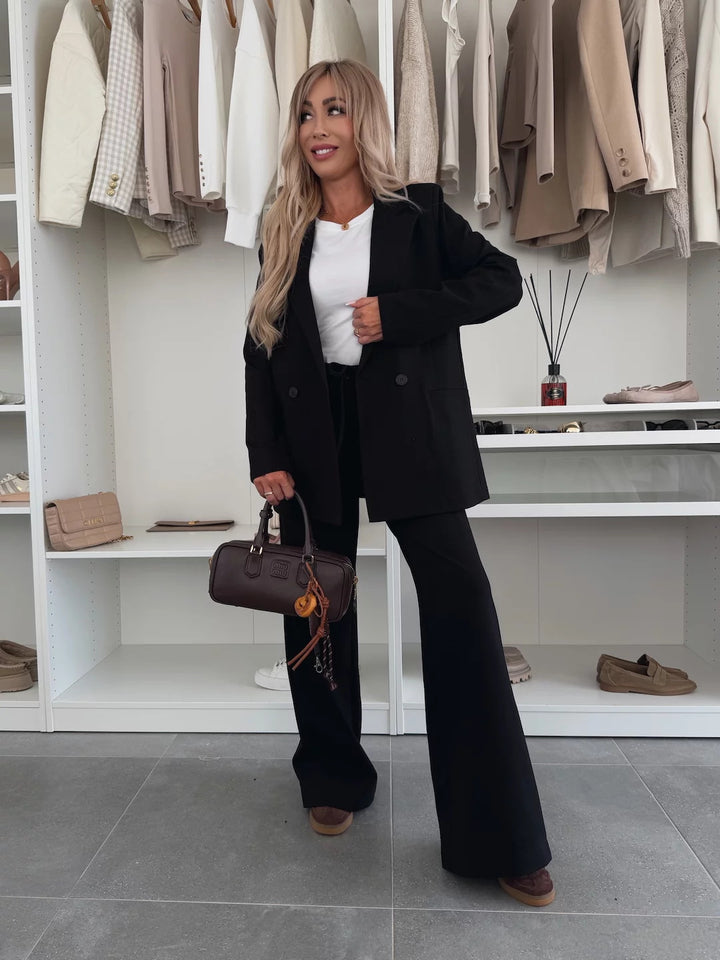 Damen elegantes und modernes Blazer-Set mit weiten Hosen Drune