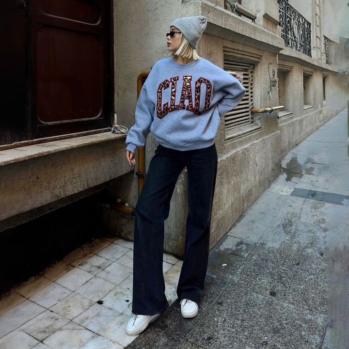 Damen Urbaner Sweatshirt mit auffälligem Logo Drune