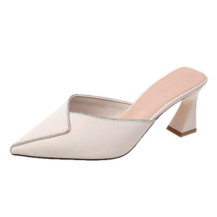 Damen elegante Mules mit spitzem Zehenbereich und schickem Glanz Drune