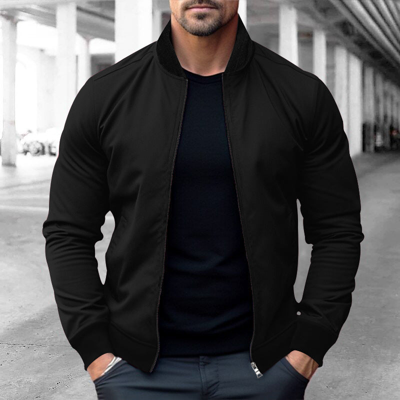 Herren sportliche Jacke mit hohem Kragen und seitlichen Reißverschlusstaschen Drune