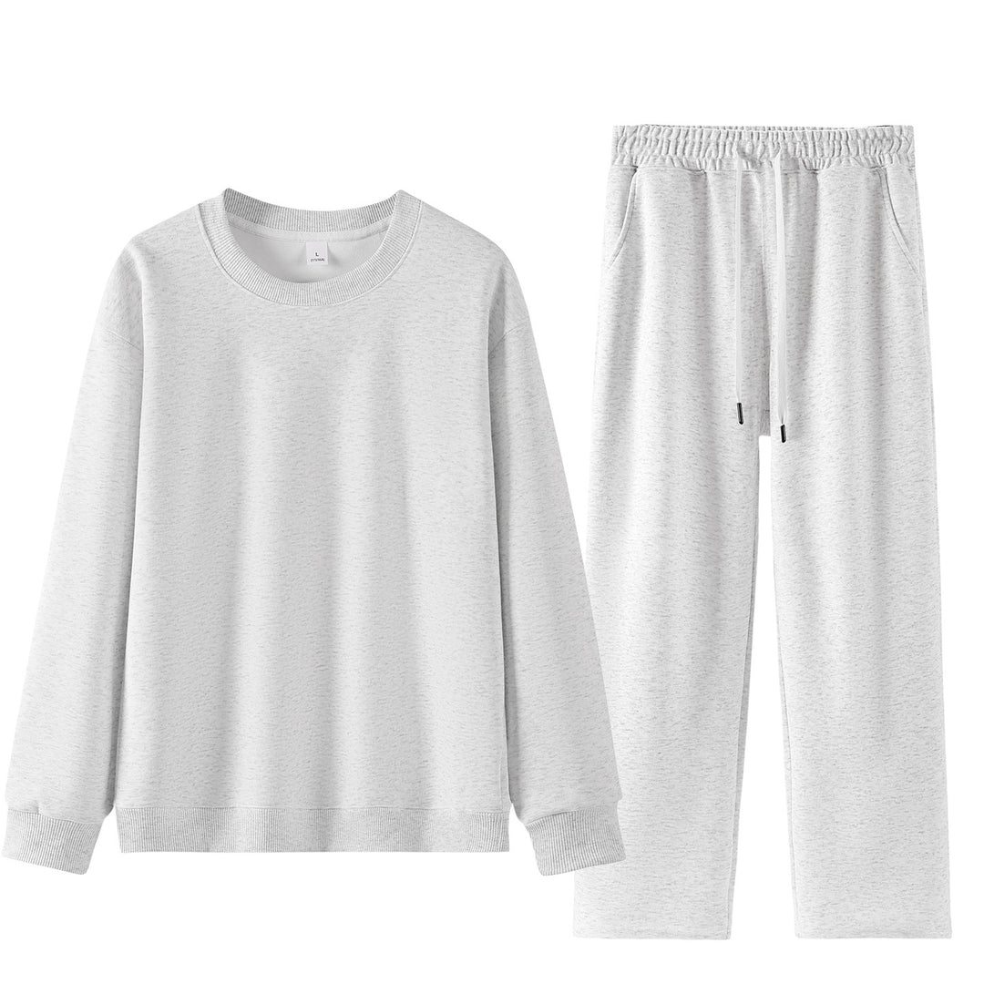 Unisex Weites Lounge-Set aus weichem Baumwollmix mit Rundhals-Sweatshirt und Kordel-Jogginghose Drune