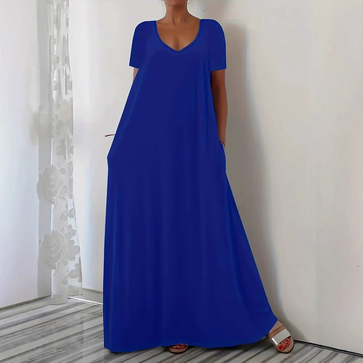 Damen Maxikleid mit U-Ausschnitt und praktischen Taschen Drune