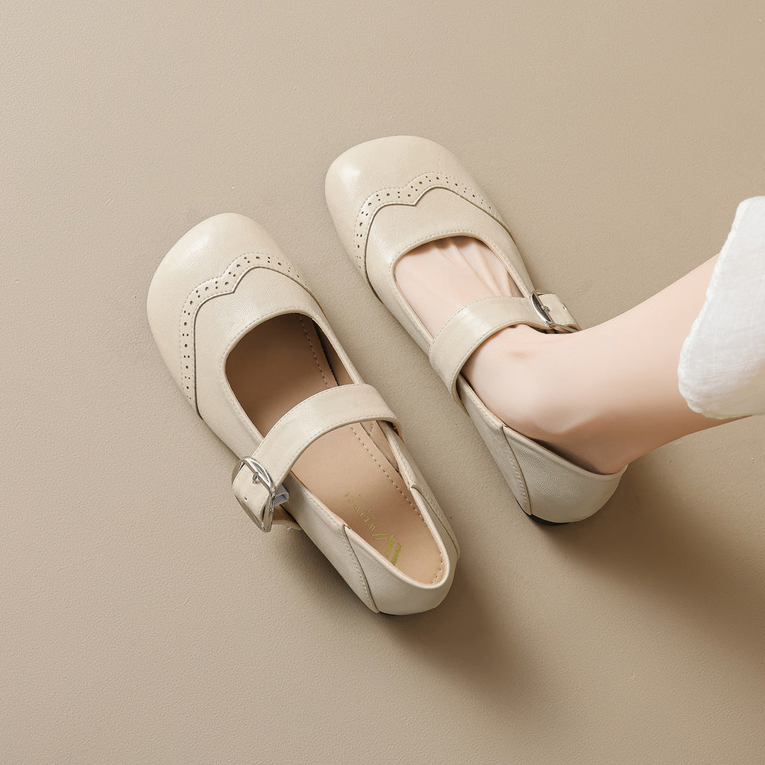 Damen Ballerinas mit verstellbarem Riemen und eleganter Schnalle Drune