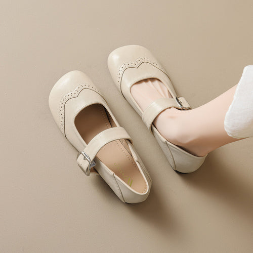 Damen Ballerinas mit verstellbarem Riemen und eleganter Schnalle Drune
