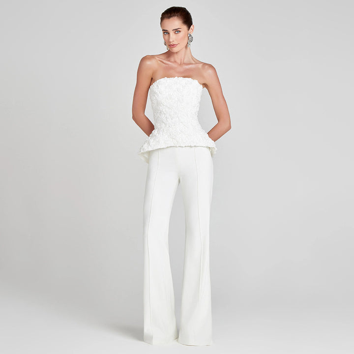 Damen Elegantes Peplum-Top mit ausgestellter Hose Drune
