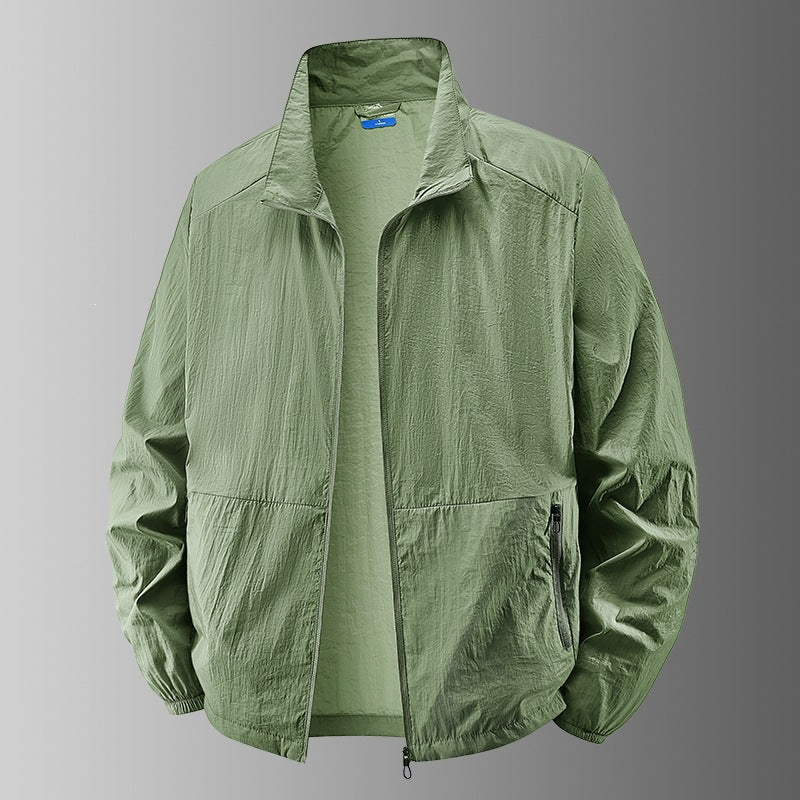 Herren Ultraleichte winddichte Übergangsjacke mit Stehkragen und kompakter Packfunktion Drune