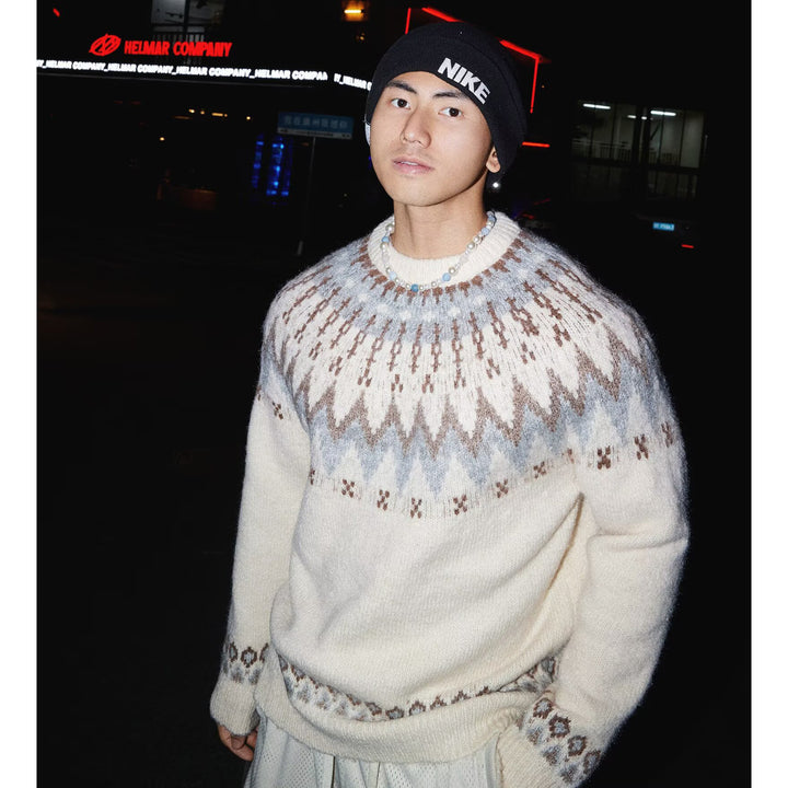 Herren Lässiger Strickpullover mit traditionellem Muster Drune