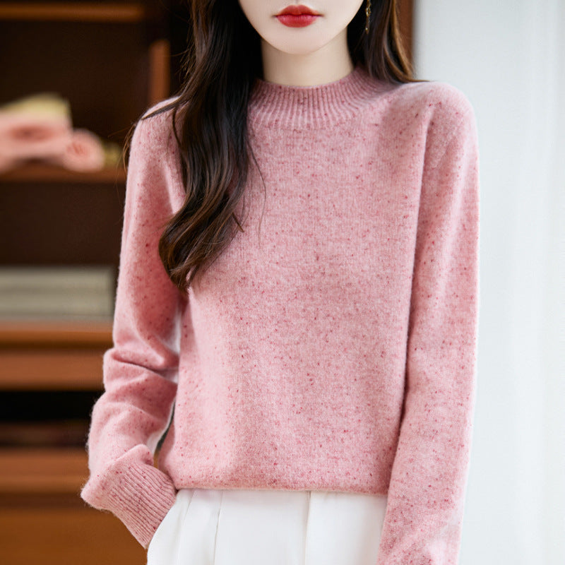 Damen Mélange-Feinstrickpullover mit kurzem Stehkragen und lockerer Silhouette Drune