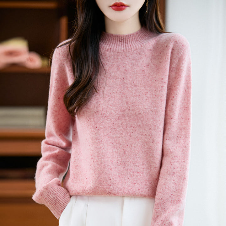 Damen Mélange-Feinstrickpullover mit kurzem Stehkragen und lockerer Silhouette Drune