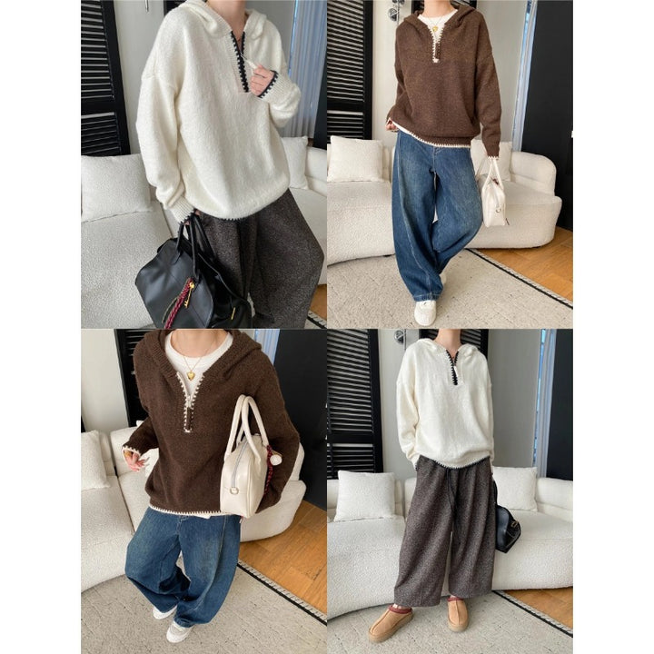 Damen kuscheliger Hoodie mit Halbreißverschluss und bequemer Passform Drune