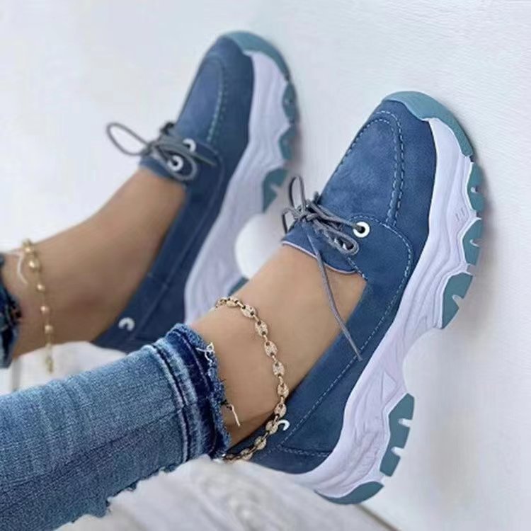 Damen Plateau-Sneaker mit dicker Profilsohle und sportlichem Schnürdesign Drune