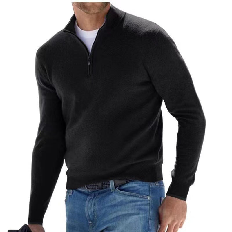 Herren eleganter Pullover mit hohem Kragen und feinem Rippdesign Drune