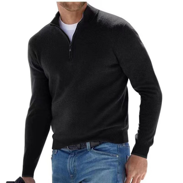 Herren eleganter Pullover mit hohem Kragen und feinem Rippdesign Drune