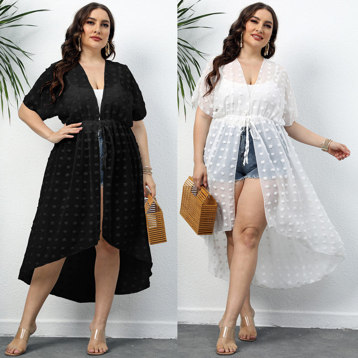Damen Eleganter Strandüberwurf mit transparenter Struktur Drune