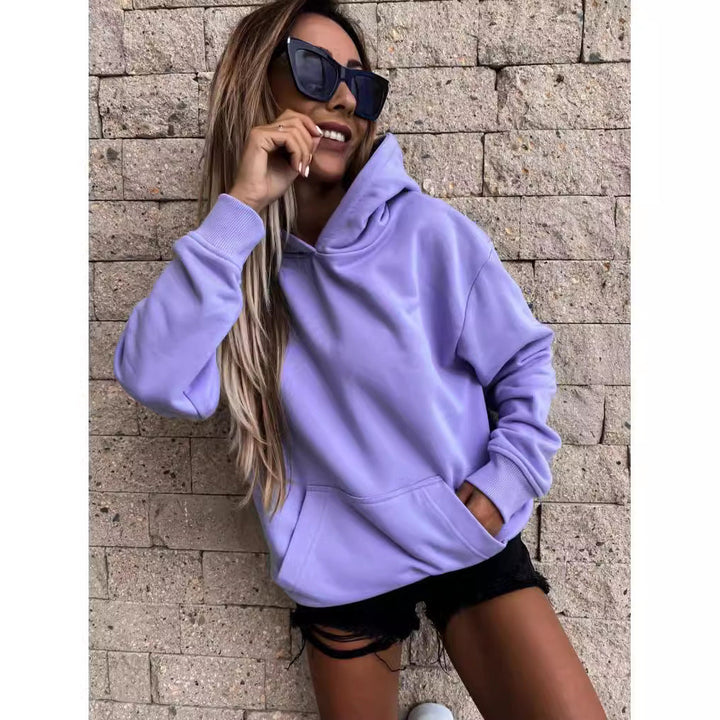 Damen Kapuzenpullover mit weichem Fleece-Innenfutter und lässigem Schnitt Drune