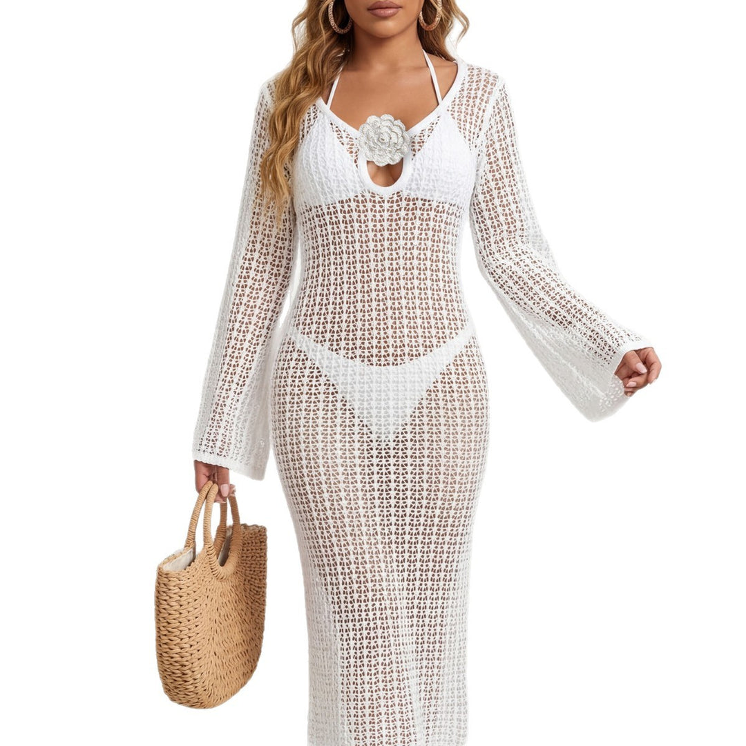 Damen eleganter Häkel-Strandüberwurf Drune