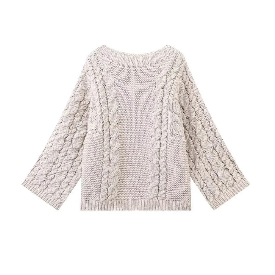 Damen kuscheliger Strickpullover mit Zopfmuster und weitem Schnitt Drune