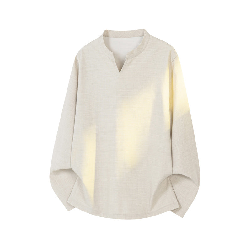 Damen Baumwolle Langarmshirt mit Stehkragen Drune