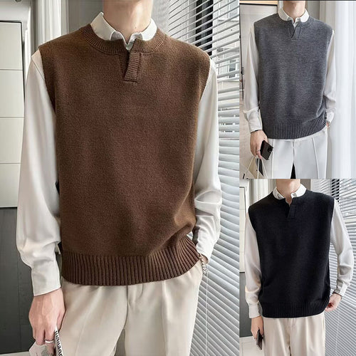 Herren Moderner Grobstrickpullover ohne Ärmel Drune