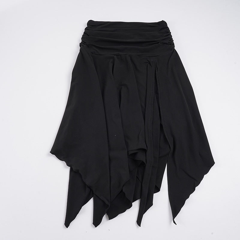 Damen asymmetrischer Wickelrock mit Raffung Drune