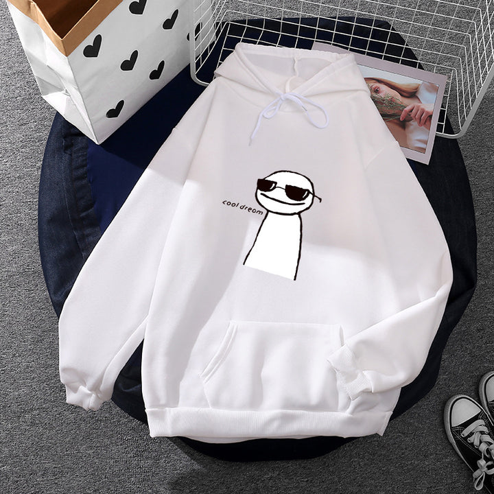 Damen nan Kapuzenpullover mit minimalistischer Grafik, lockerer Oversize-Passform und Kängurutasche Drune