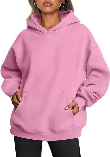 Damen nan Oversize Kapuzenpullover aus weicher Baumwollmischung mit Kängurutasche Drune