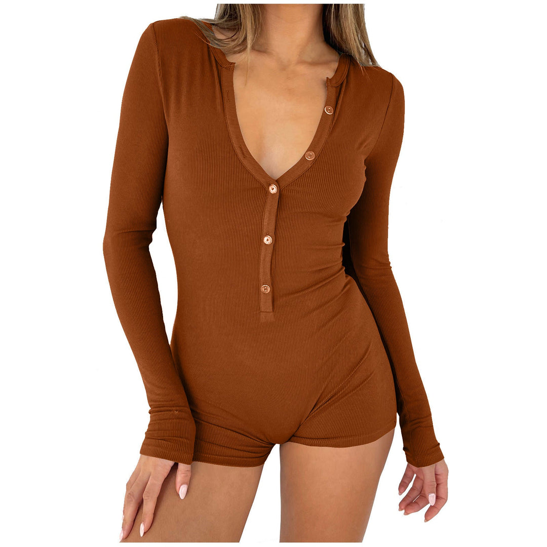 Damen Langarmbody mit Knopfleiste Drune
