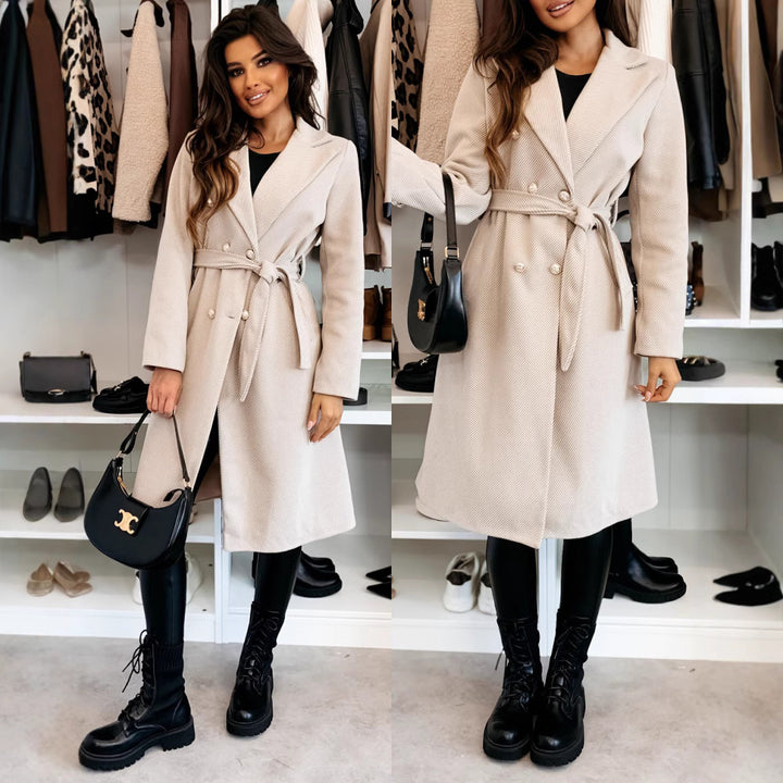 Damen Trenchcoat mit doppelter Knopfreihe und schickem Taillengürtel Drune
