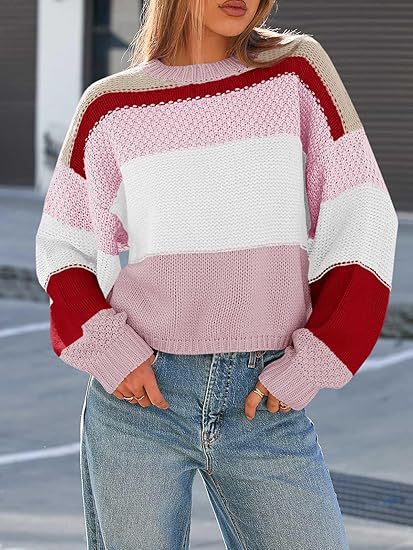 Damen Grobstrickpullover mit Farbblockdesign und oversized Schnitt Drune