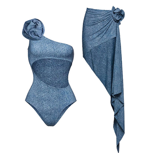 Damen Bikiniset mit eleganten Rüschen und stilvollem Überrock Drune