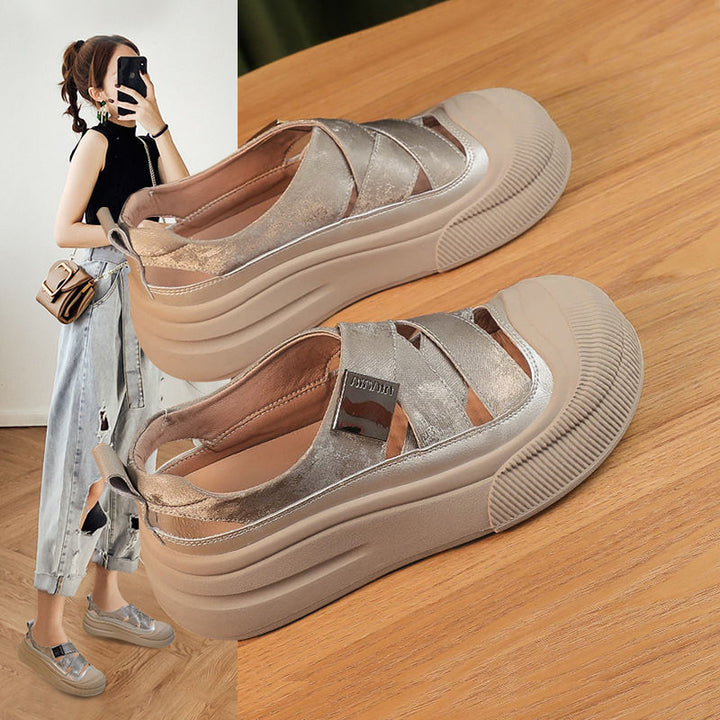 Damen Komfortable Plateau Slipper Drune
