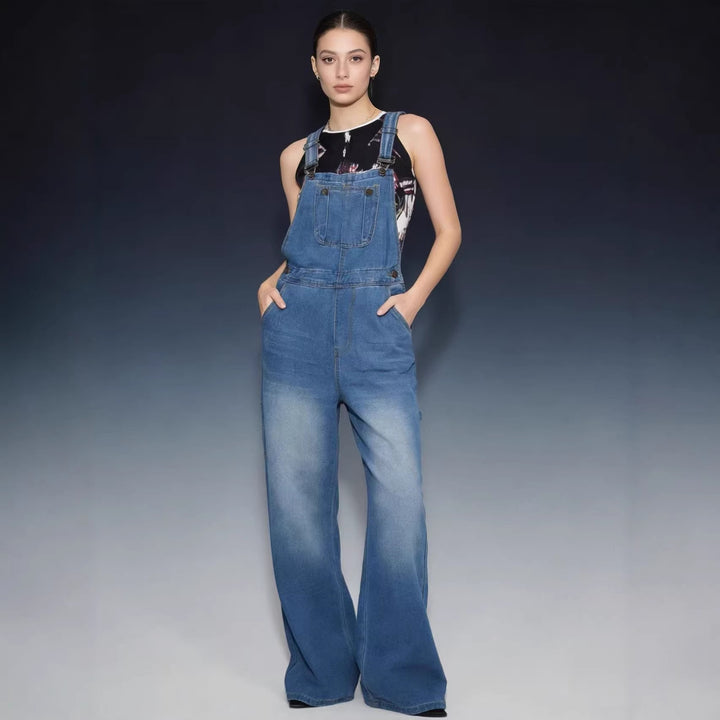 Damen Latzhose im lässigen oversized Schnitt mit funktionalen Seitentaschen Drune