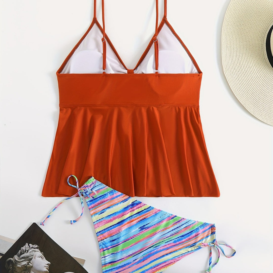 Damen Wickel-Bikini-Oberteil mit modischer Hose Drune