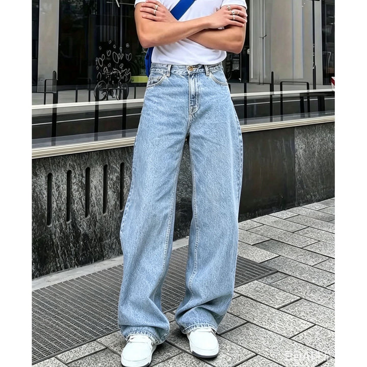 Damen Modische Weit Geschnittene Jeans Drune