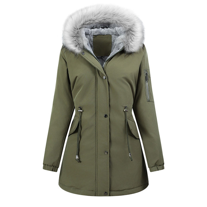 Damen Thermo-Parka mit Sherpa-Innenfutter, Kunstfellkapuze und tailliertem Kordelzug Drune