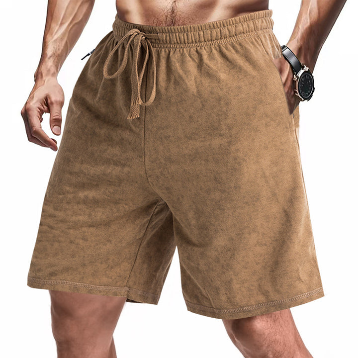 Herren nan locker geschnittene Frottee-Shorts mit elastischem Bund Kordelzug und seitlichen Eingrifftaschen Drune