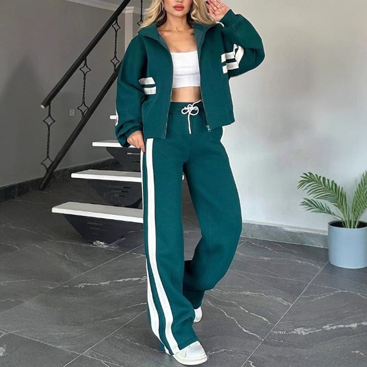 Damen Zweiteiliges Sweatset mit Reißverschlussjacke und High‑Waist Relaxed-Jogginghose Drune