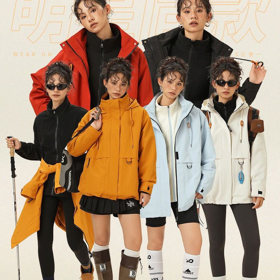 Damen Kapuzen-Utility-Parka mit wasserdichter Membran, großen Fronttaschen & verstellbarem Saum Drune