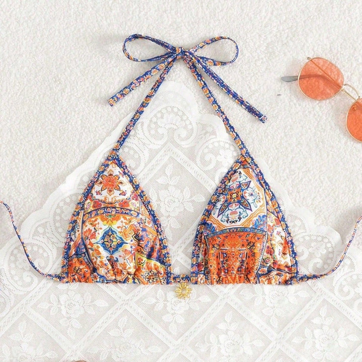 Damen Triangel-Bikini mit floralem Muster und raffinierten Details Drune