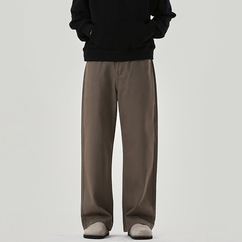 Herren Weite Baumwoll-Denim-Jeans im Straight‑Baggy‑Schnitt mit hoher Bundlinie Drune